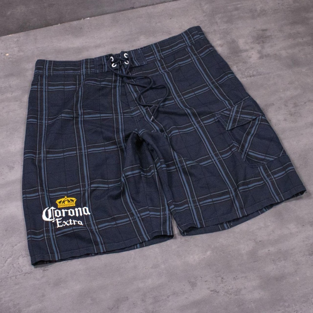 Y2K 00's Corona Plaid Check Cord Stripped Baggy Relax Fit Wide Board Short's
